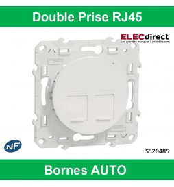 Schneider Odace - Double Prise RJ45 blanc - Cat.6 UTP - Réf : S520485