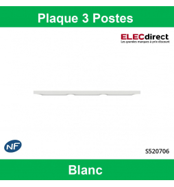 Plaque Odace Styl 3 postes blanches - Schneider Odace - S520706
