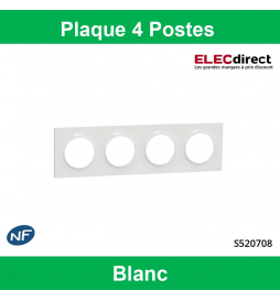 Schneider - Odace - Styl - Plaque 4 Postes - Entraxe 71 mm - Réf : S520708