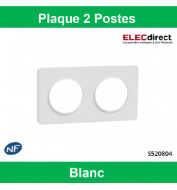 Schneider - Odace - Touch - Plaque 2 postes - Entraxe 71 mm - Réf : S520804