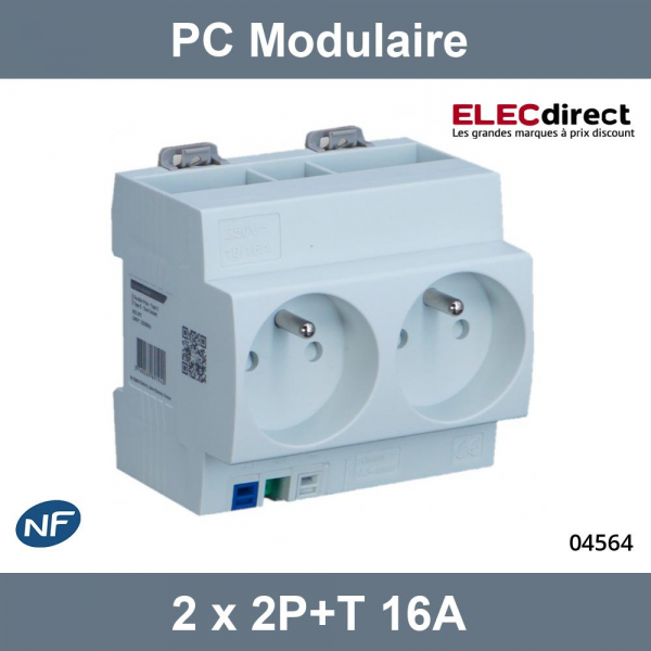 Digital Electric - Prise modulaire double 2 x 2P+T 16A 250V  à éclips - 04564