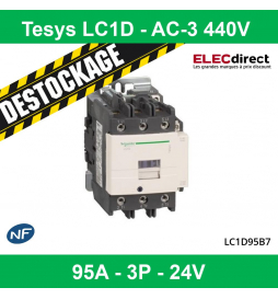 Schneider - TeSys LC1D - Contacteur 95A - 3P - Type AC-3 440V - Bobine 24 - Réf : LC1D95B7