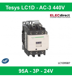 Schneider - TeSys LC1D - Contacteur 95A - 3P - Type AC-3 440V - Bobine 24 - Réf : LC1D95B7