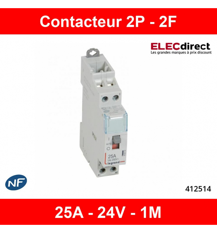Contacteur domestique CX³ silencieux bobine 25A contact 2F 1