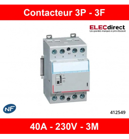 Legrand - Contacteur de puissance CX³ bobine 230V~ - 3P 400V~ - 40A - contact 3F - 3M - Réf : 412549
