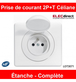 Legrand - Prise de courant 2P+T Céliane complète Étanche - IP44 - Blanc - Réf : LOT3071