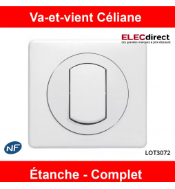 Legrand - Interrupteur ou Va-et-Vient Céliane complète Étanche - IP44 - Blanc - Réf : LOT3072