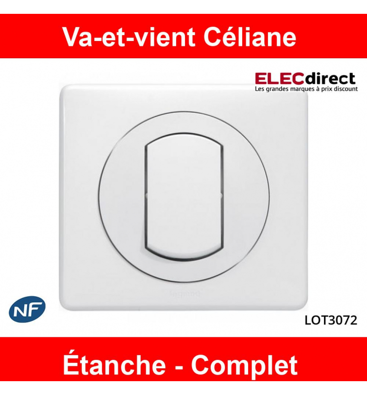 Legrand - Interrupteur ou Va-et-Vient Céliane complète Étanche - IP44 -  Blanc - Réf : LOT3072 - ELECdirect Vente Matériel Électrique
