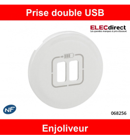 Legrand Céliane - Enjoliveur Double prise USB blanc - 068256