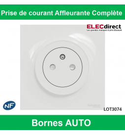 Schneider Odace - Prise de Courant Affleurante Complète - 2P+T 16A - 250V - Réf : S520052 + S520702