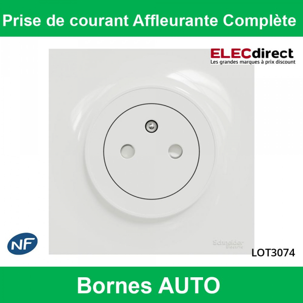 Schneider Odace - Prise de Courant Affleurante Complète - 2P+T 16A - 250V -  Réf : S520052 + S520702 - ELECdirect Vente Matériel Électrique