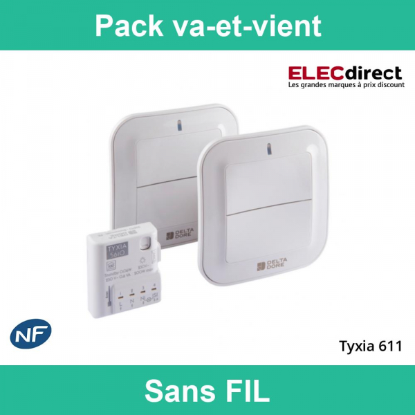 Delta Dore 6351408  Pack Tyxia 511 - va et vient sans fil sans neutre