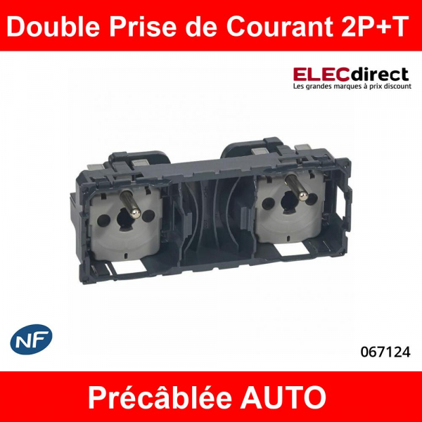 Prise Double RJ45 + Double PC 2P+T - Mosaic LEGRAND