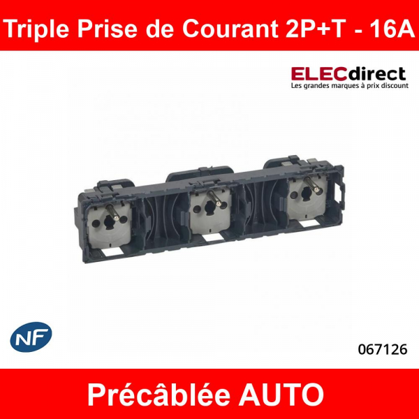 Legrand - Céliane - Mécanisme Triple PC - 2P+T - 16A - Précâblée - Réf : 067126