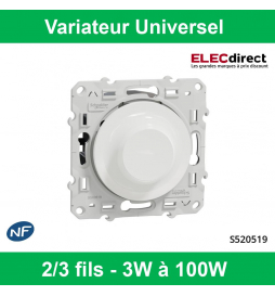 Variateur de lumière universel en 2 ou 3 fils 3W 100W(Led) Anthracite -  S540519 - Schneider Electric