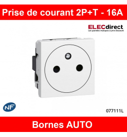 Legrand Mosaic L -Prise de courant 2P+T 16A Surface - Bornes auto - Blanc - Réf : 077111L