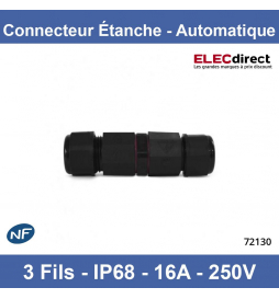 Connecteur tube étanche IP68 3 fils Miidex Lighting®