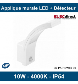 GTV Lighting - Applique murale LED Oprawa Paris avec détecteur - 10W - 4000K - Blanc - Réf : LD-PAR10W40-00