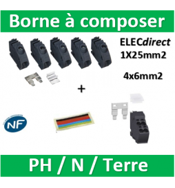 Schneider - Pragma Kit Bornier 4x6mm2 Lot de 10 + kit bonier 1x25mm2 lot de 5 - PRA90046+PRA90047