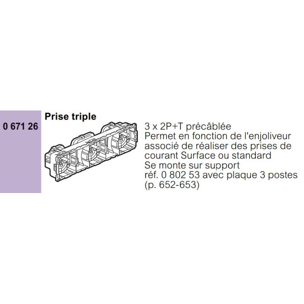 Legrand - Mécanisme Triple PC 2P+T Céliane - 16A - Précâblée - Réf : 067126