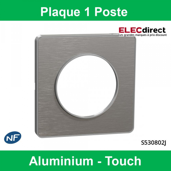 Schneider Odace - Plaque 1 poste - Aluminium Brossé Touch avec