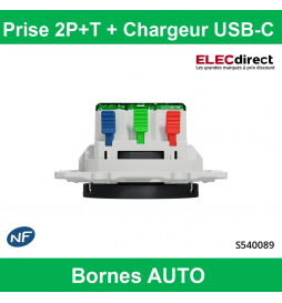Schneider - Odace - Prise de courant Affleurante + USB Type C - Réf : S540089