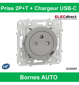 Prise USB double Odace Schneider Electric - Chargeur rapide - 3,4A