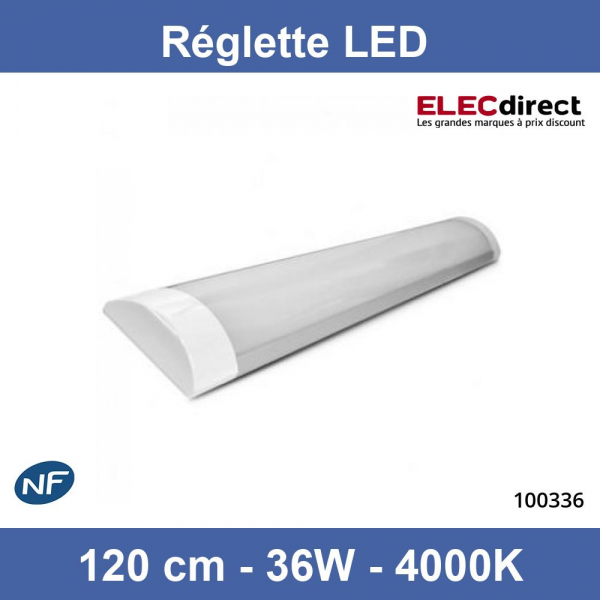 Miidex - LOT DE 5 Réglette LED 120 cm - 36W - 4000K - Réf : 100336