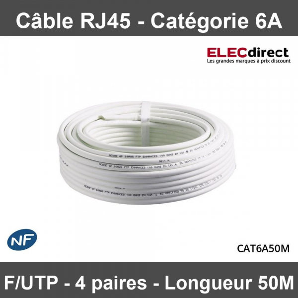 Elecdirect - Câble RJ45 Catégorie 6A F/UTP 4P - Couronne de 50m - Réf :  CAT6A50M - CAT 6 A - - ELECdirect Vente Matériel Électrique