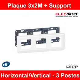 Legrand - Plaque 3 x 2 modules + Support Mosaic - 2 postes - Horizontal - Réf. : 080253 + 277806L