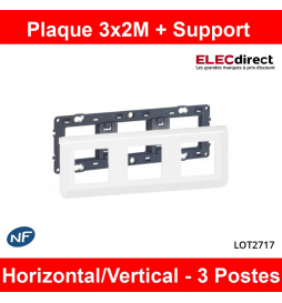 Legrand - Plaque 3 x 2 modules + Support Mosaic - 2 postes - Horizontal - Réf : LOT2717