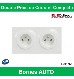 Schneider Odace - Double prise de courant Complète - 2 x 2P+T 16A + Plaque  - Réf : LOT1762 - ELECdirect Vente Matériel Électrique