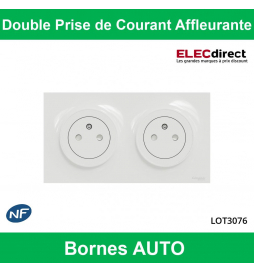 Schneider Odace - Double prise de courant affleurante Complète - 2 x 2P+T 16A + Plaque - Réf : LOT3076