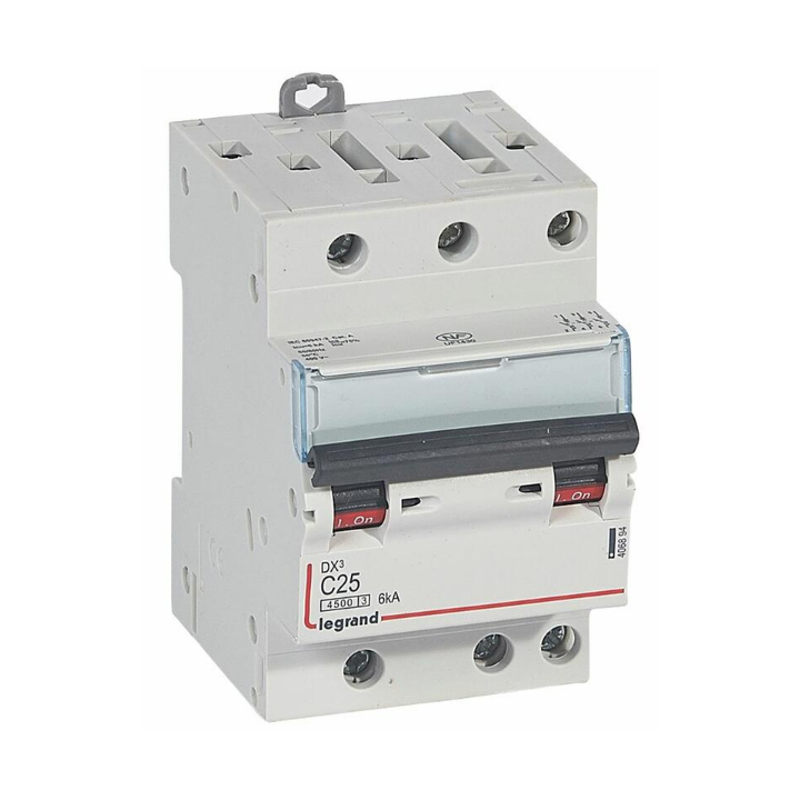 Legrand - Disjoncteur DX³ 4500 - vis/vis - 3P - 400 V~ - 25A - 6kA - courbe C - 406894
