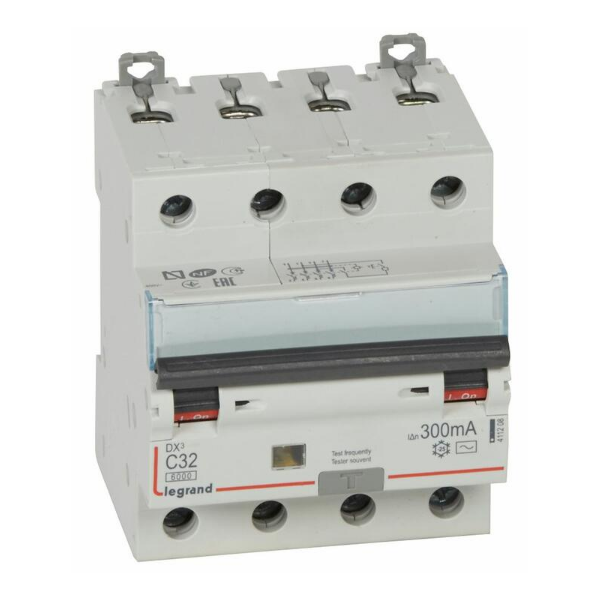 LEGRAND - Disjoncteur Différentiel  DX3  4P - 32A - C - 300MA - AC - Réf : 411208
