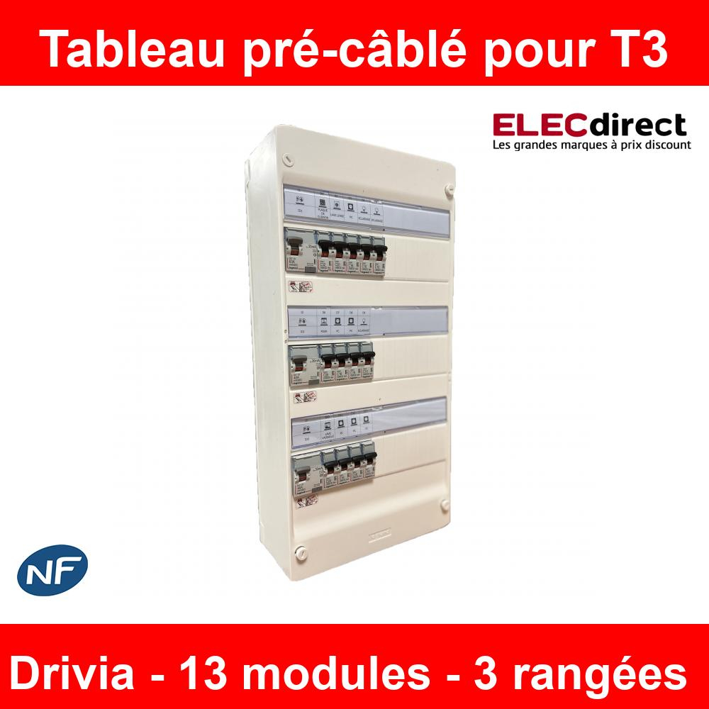 Digital Electric - Tableau Électrique Pré-câblé - 3 rangées 13 modules pour  logement T1-T2 - Réf : 31624