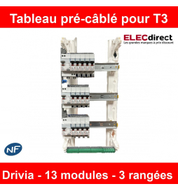Tableau électrique pré-équipé auto 2 rangées 13 modules assemblé par  123elec avec composants Legrand