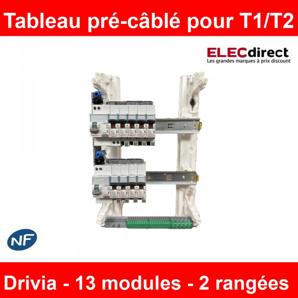 Tableau pré-câblé Rési9 - 3 rangées 13 modules - surface entre 35 et 100m²