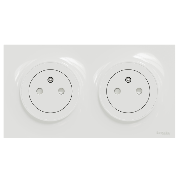 Schneider - Odace 2011 - Double prise de courant affleurante + Plaque - Blanc - Ref. : S520052 x2 + S520704