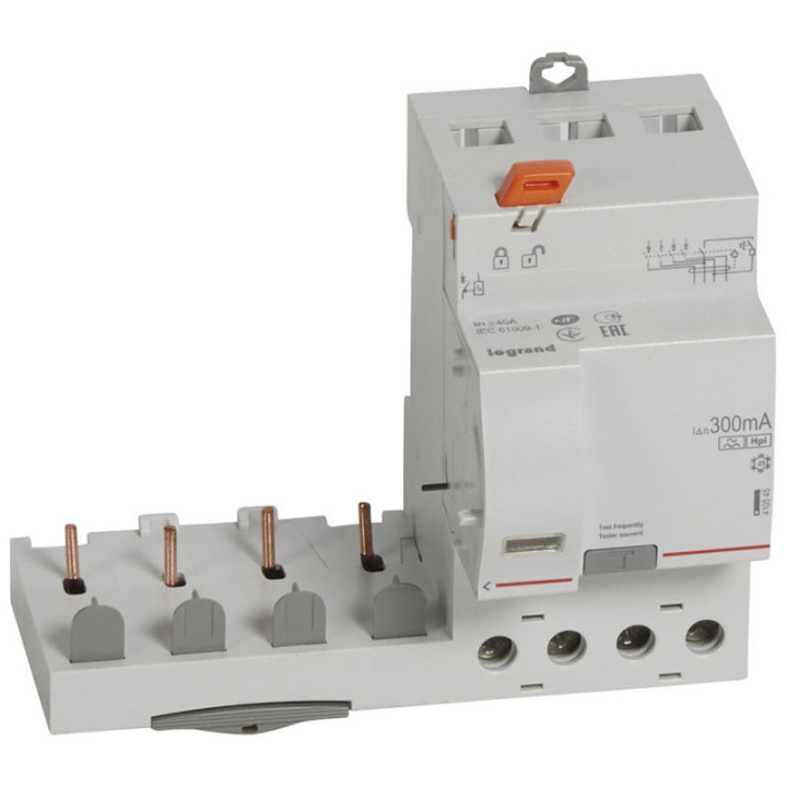 Legrand - Bloc différentiel adaptable DX3-vis-4P-400V~-40A-typeF-300mA-Disjoncteur 1mod/pôle-câbl trad - 410545