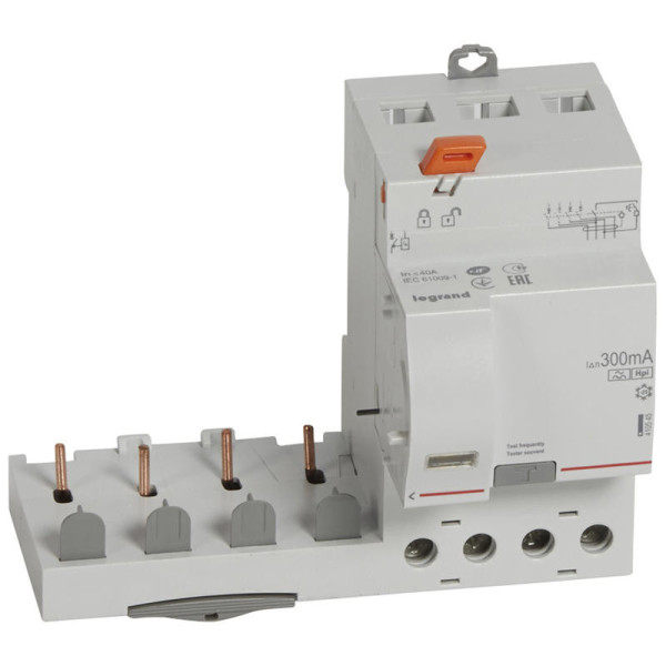 Legrand - Bloc différentiel adaptable DX3-vis-4P-400V~-40A-typeF-300mA-Disjoncteur 1mod/pôle-câbl trad - 410545