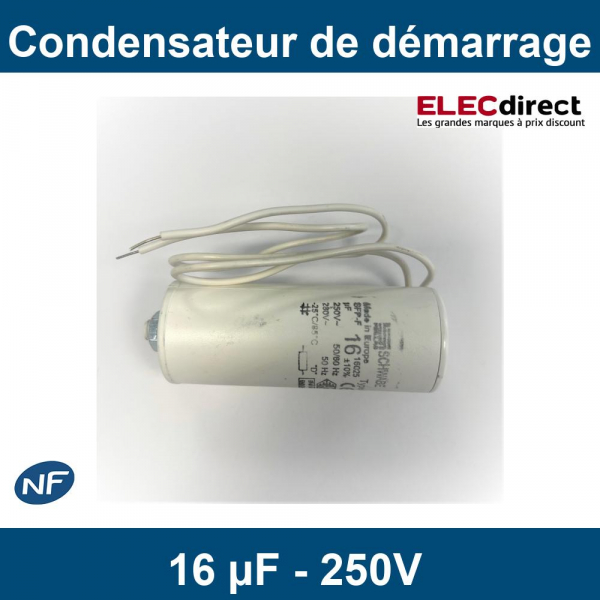 AS Schwabe - Condensateur de démarrage 16 µF - 250V - ±10% - Réf :