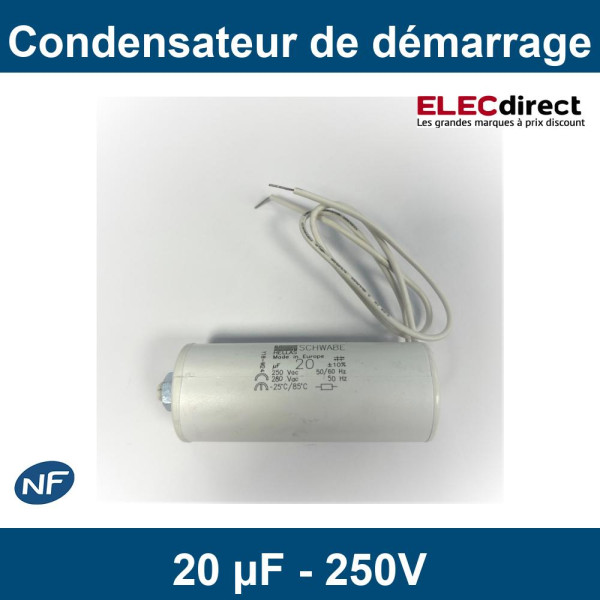 Schwabe Hellas - Condensateur de démarrage 20 µF - 250V - ±10% - Réf : CONDO20MF