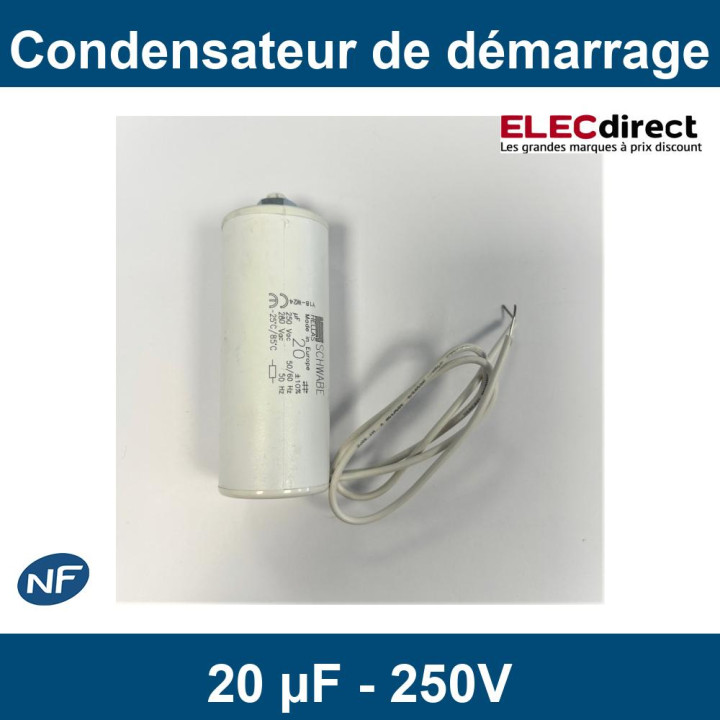 Schwabe Hellas - Condensateur de démarrage 20 µF - 250V - ±10% - Réf : CONDO20MF
