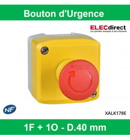 Schneider - boite jaune arrêt urgence rouge - pousser tourner - 1F+1O - Ø40 - XALK178E