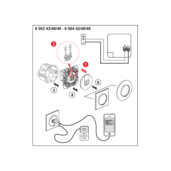 Legrand - Dooxie - Double chargeur USB Type-A - 2,4A - Finition Blanc - Réf : 600343