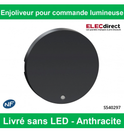 Schneider - Enjoliveur pour commande lumineuse Odace - Anthracite - Livré sans LED - Réf : S540297