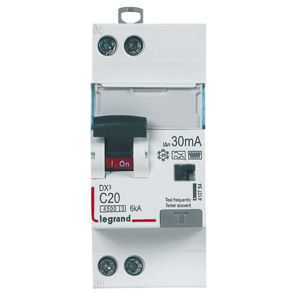 LEGRAND - Disjoncteur Différentiel DX3 P+N - 20A - 30mA - Type F -Réf : 410754