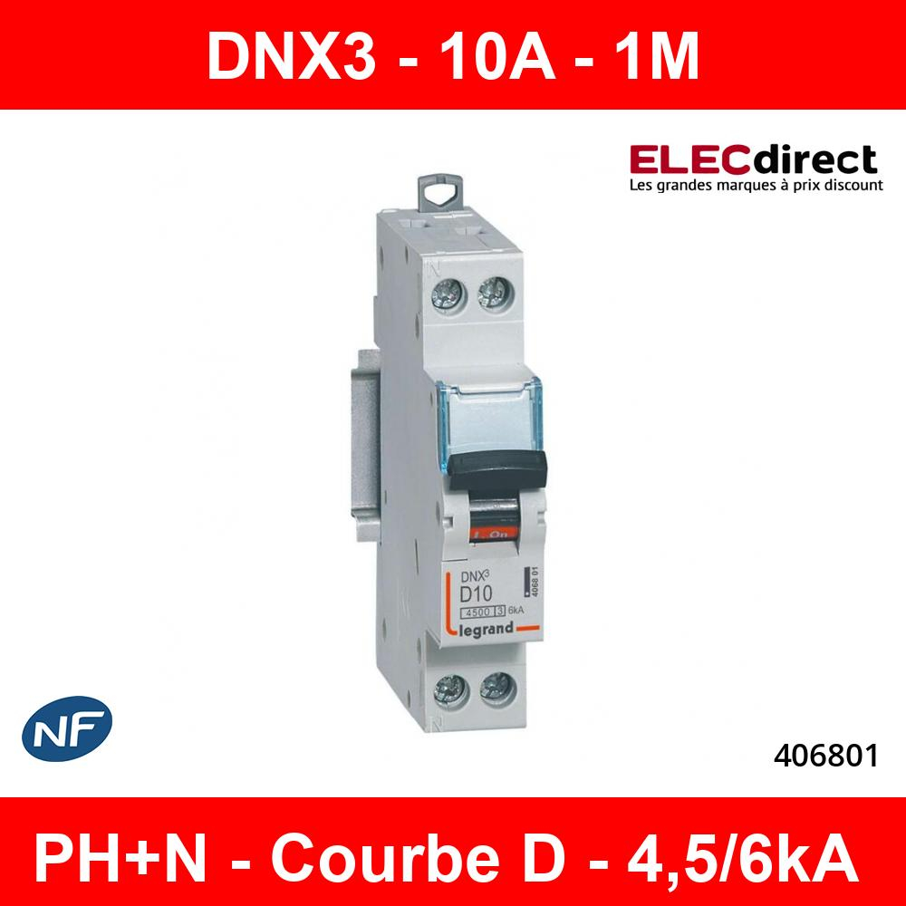 Legrand - Disjoncteur AUTO courbe D 20A DNX3 - Ph+N - 1M - Réf : 406810 -  ELECdirect Vente Matériel Électrique