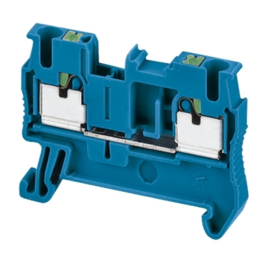 Schneider - Borne automatique - passant - 2 points - 2,5mm² - Bleu - Réf : NSYTRP22BL